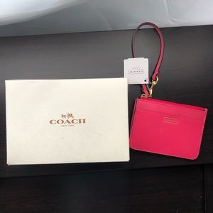 Coach card wristlet pink